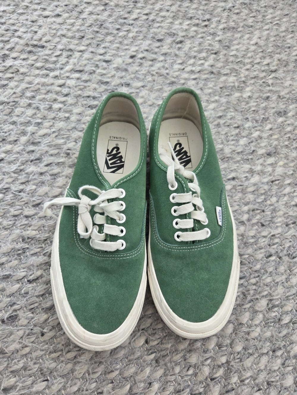 Vans Green Suede Low-Top Sneakers with Cream Laces